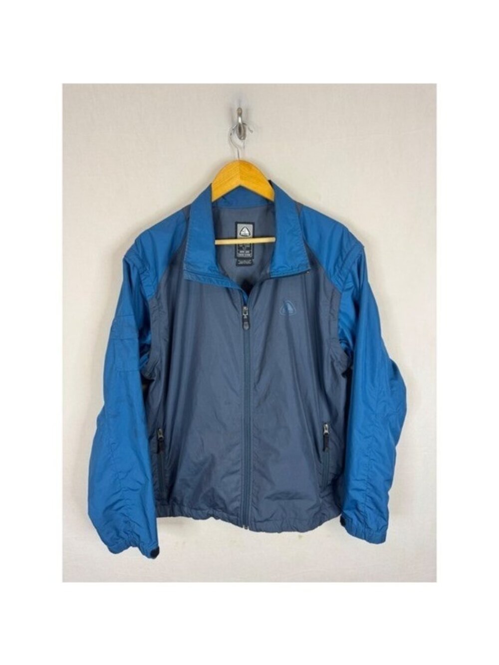 Nike ACG Clima-Fit Windbreaker Jacket Mens L Blue Full Zip Detachable Sleeves